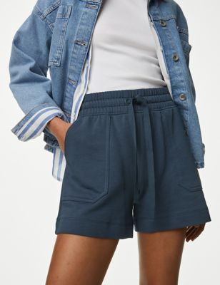 

Womens M&S Collection Jersey High Waisted Shorts - Navy, Navy