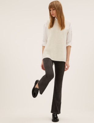 

Womens M&S Collection Leggings aus Wildlederimitat mit hohem Bund und ausgestelltem Bein - Chocolate, Chocolate