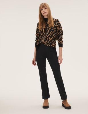 

Womens M&S Collection Leggings aus Wildlederimitat mit hohem Bund und ausgestelltem Bein - Black, Black
