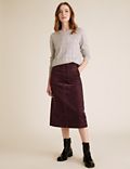 Cotton Rich Cord Midi A-Line Skirt