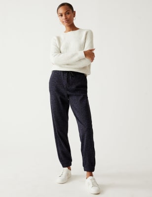 

Womens M&S Collection Schmal zulaufende Jersey-Jogginghose mit Tiermuster - Blue Mix, Blue Mix