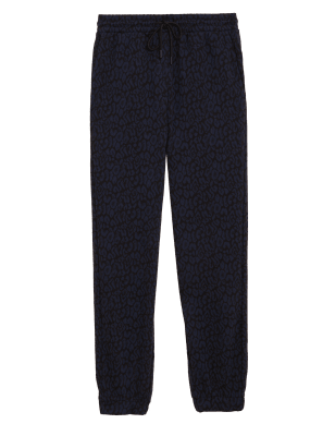 

Womens M&S Collection Jersey Animal Print Tapered Joggers - Blue Mix, Blue Mix