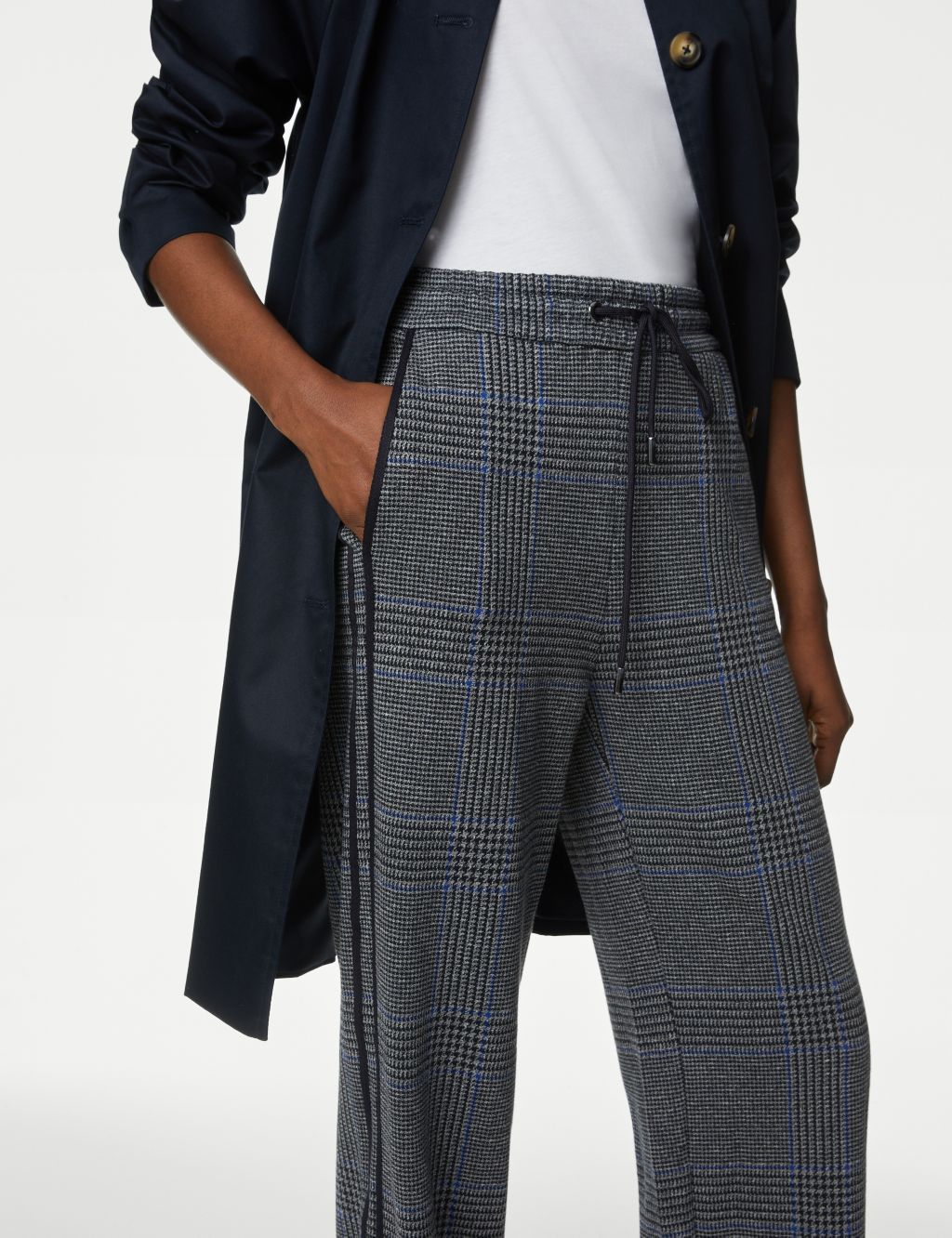 Checked Straight Leg Trousers image 1