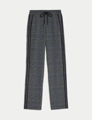 Plaid joggers sale with stripe