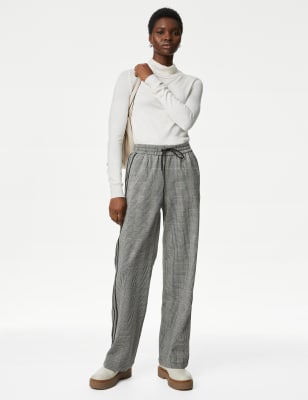 

Womens M&S Collection Karierte Hose mit geradem Bein - Grey Mix, Grey Mix