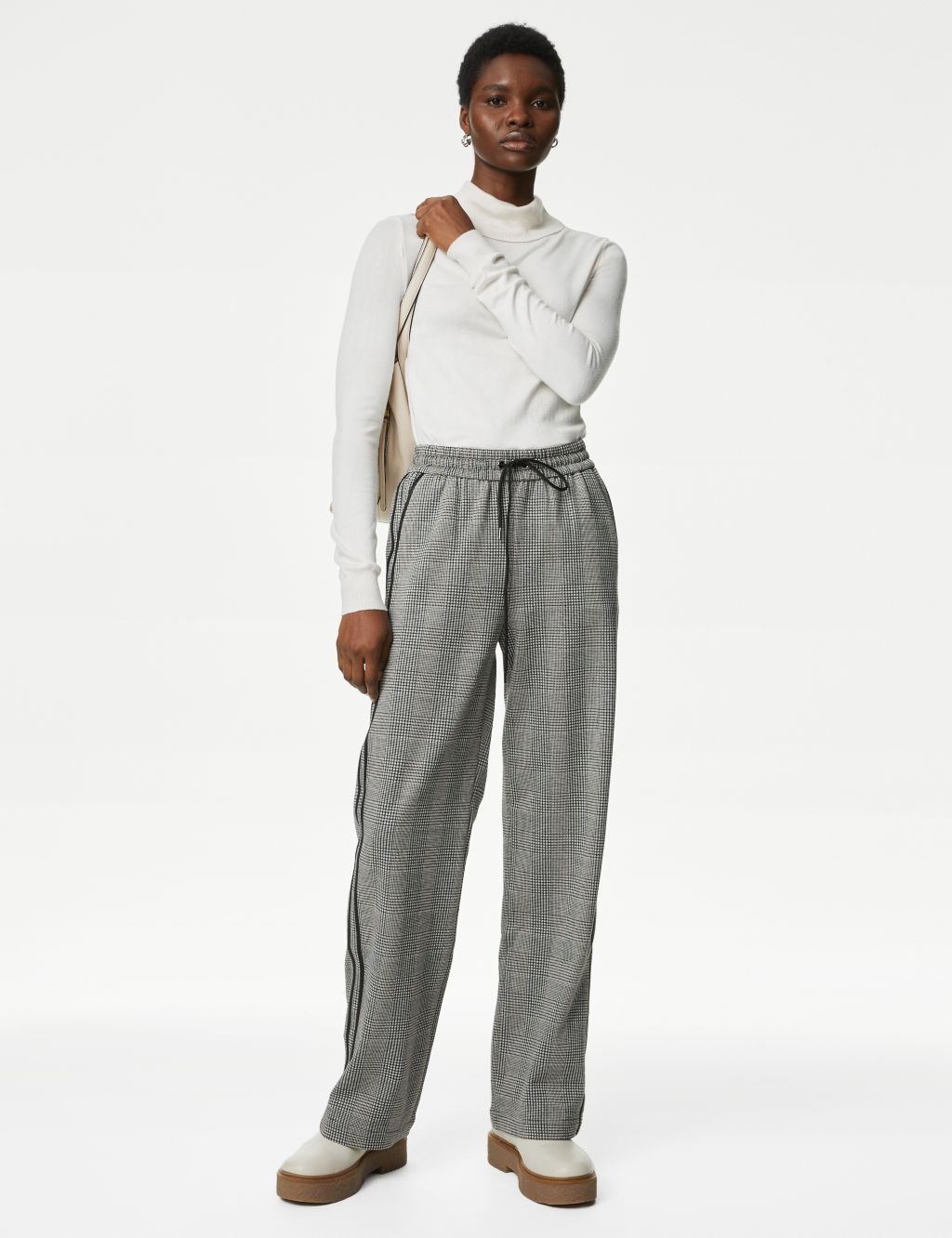 Checked Straight Leg Trousers image 1