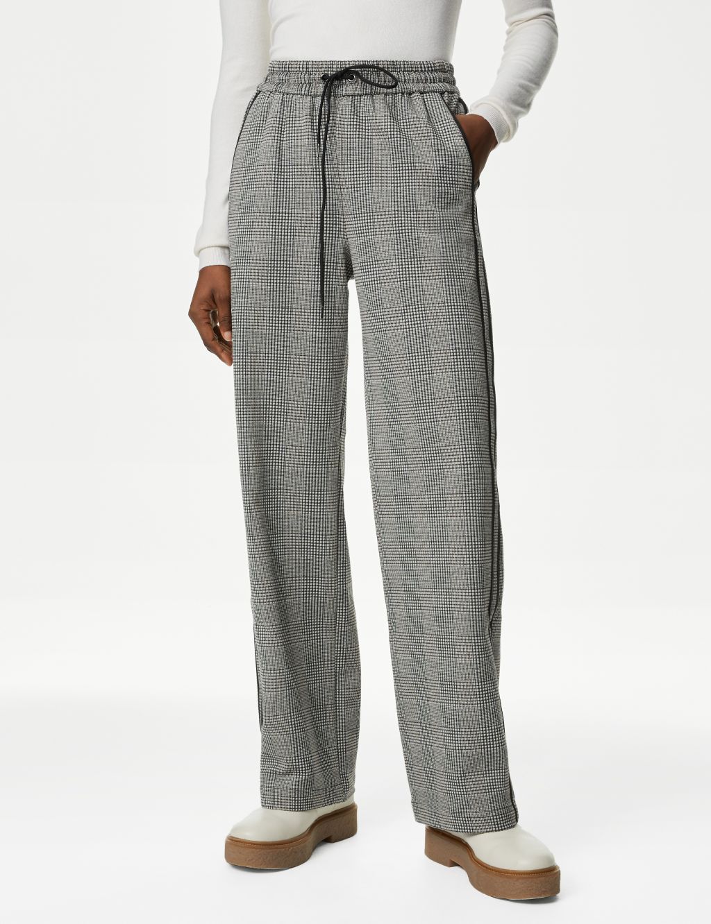 Checked Straight Leg Trousers image 4
