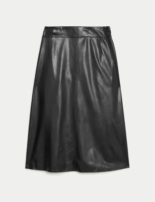 Leather Look Midi A-Line Skirt 4 of 6