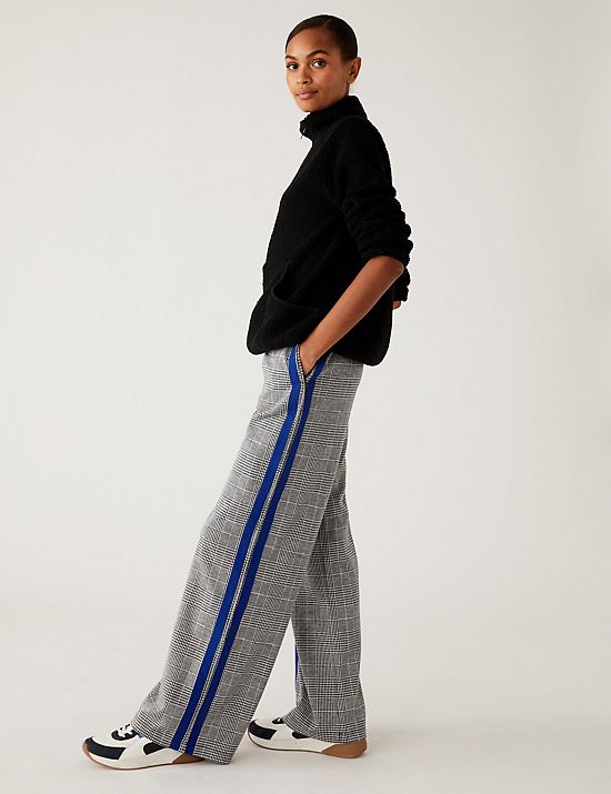 Pantalon large à carreaux avec cordon