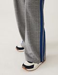 Checked Drawstring Wide Leg Trousers