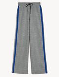 Checked Drawstring Wide Leg Trousers