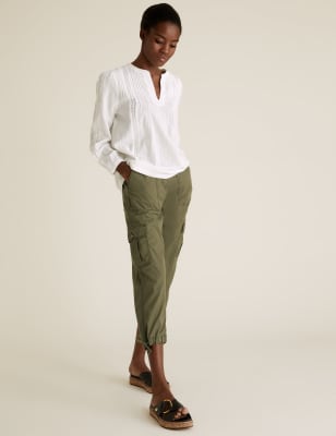 Tencel Rich Cargo Cropped Trousers