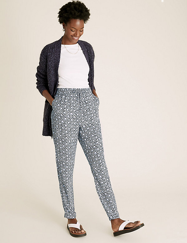 Floral Tapered Ankle Grazer Trousers - BN