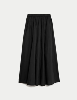 Pure Cotton Pleated Midi Skirt