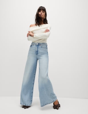 

Womens M&S Collection Palazzo-Jeans aus Lyocell™-Mischgewebe mit weitem Bein - Light Indigo, Light Indigo