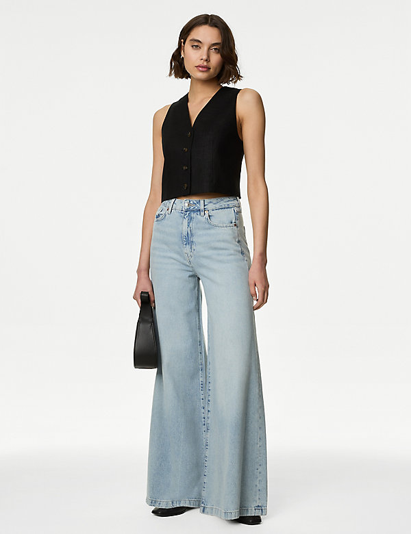 Lyocell™ Blend Wide Palazzo Leg Jeans - AT