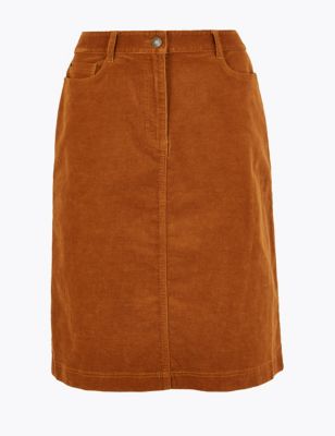 Cotton Rich A-Line Skirt | M&S Collection | M&S