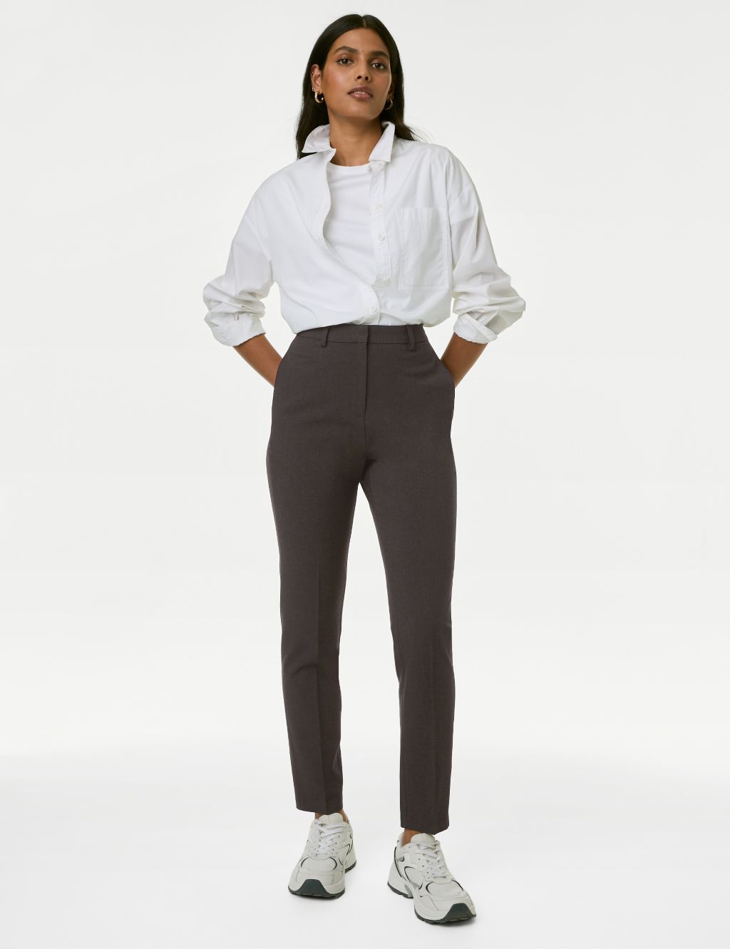 Slim Fit Ankle Grazer Trousers with Stretch image 1