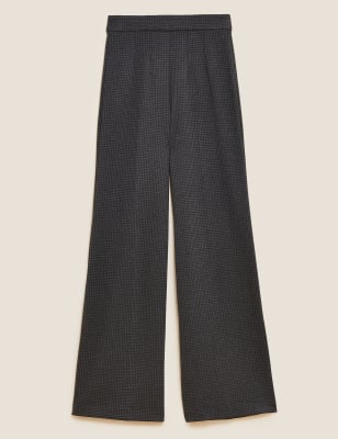 Houndstooth wide leg clearance trousers