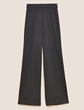Jersey Houndstooth Wide Leg Trousers