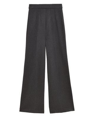 

Womens M&S Collection Jersey Houndstooth Wide Leg Trousers - Charcoal Mix, Charcoal Mix