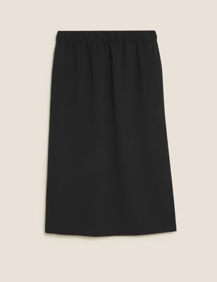 M&S Womens Crepe Side Split Midi Skirt