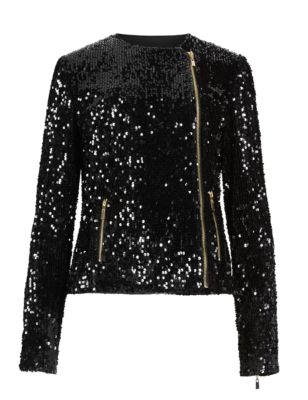 Sequin Zip Through Embellished Biker Jacket | M&S Collection | M&S