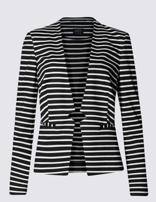 Notch Front Striped Jersey Jacket | M&S Collection | M&S