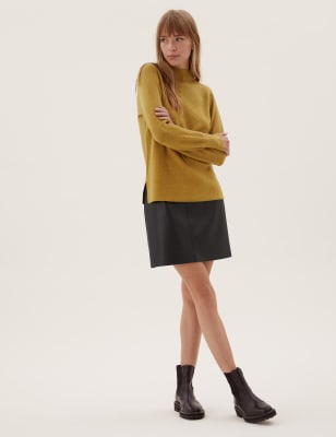 

Womens M&S Collection Mini-Glockenrock aus Kunstwildleder - Black, Black