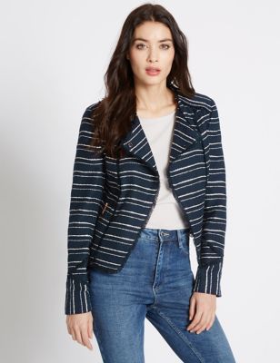 Cotton Blend Striped Fringe Jacket | M&S Collection | M&S