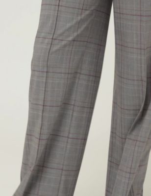 M&S Womens Checked Wide Leg Trousers