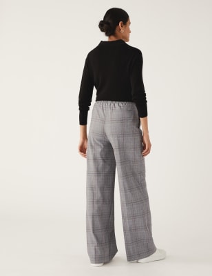 Check wide leg clearance pants