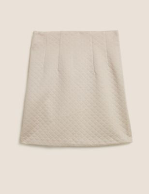 M&S Womens Jersey Diamond Quilted Mini A-Line Skirt