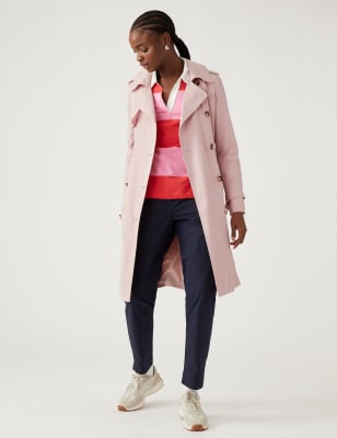 

Womens M&S Collection Double Breasted Trench Coat with Recycled Polyester - Pink Shell, Pink Shell