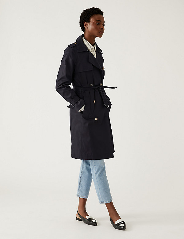 Double Breasted Trench Coat with Recycled Polyester - JP