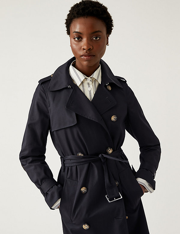 Double Breasted Trench Coat with Recycled Polyester - FR
