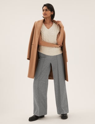

M&S Collection Pantalón de pata ancha de punto de cuadrosWomens - Black Mix, Black Mix