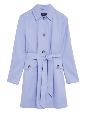 

Womens M&S Collection Cotton Blend Belted Trench Coat - Medium Blue, Medium Blue