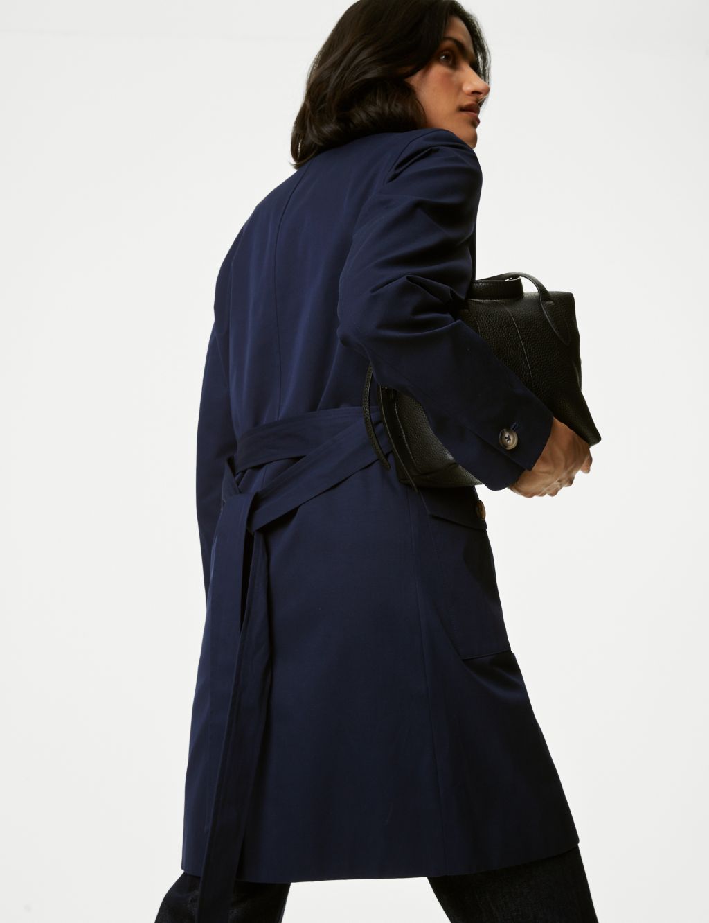 Cotton Blend Belted Trench Coat image 3
