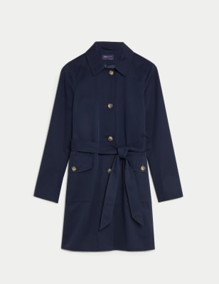 Cotton Blend Belted Trench Coat