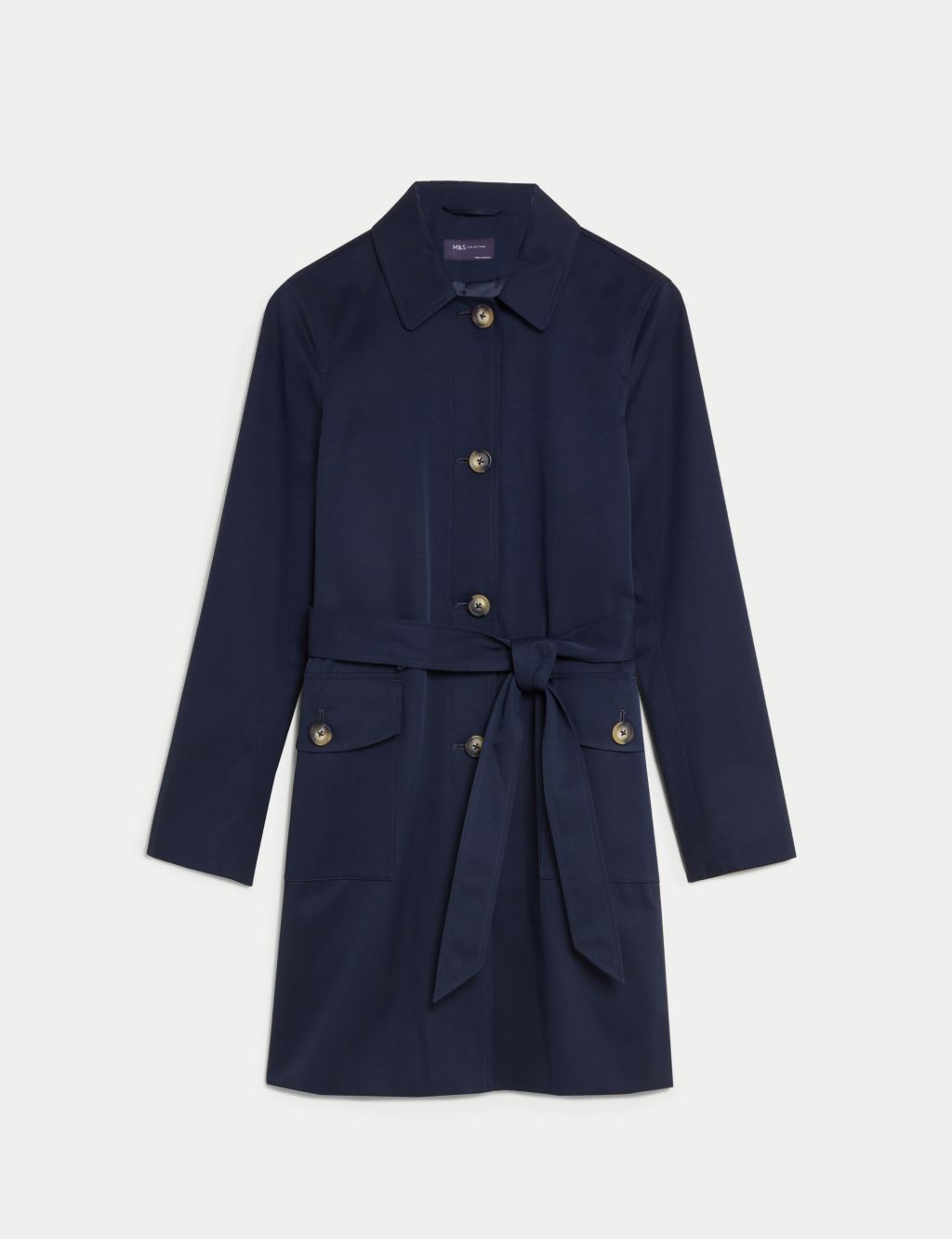 Cotton Blend Belted Trench Coat image 2