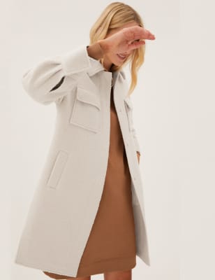 

Womens M&S Collection Textured Longline Shacket - Cream, Cream