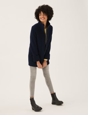 

Womens M&S Collection Lang und auf Figur geschnittener Mantel mit Wollanteil und Teddyfutter - Dark Navy, Dark Navy