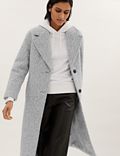 Textured Single Breasted Longline Coat