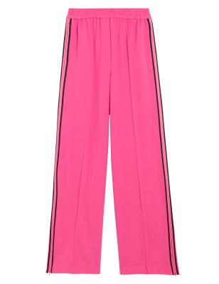 

Womens M&S Collection Side Stripe Wide Leg Trousers - Rose Pink, Rose Pink