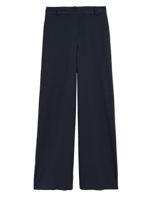 

Womens M&S Collection High Waisted Wide Leg Trousers - Dark Navy, Dark Navy