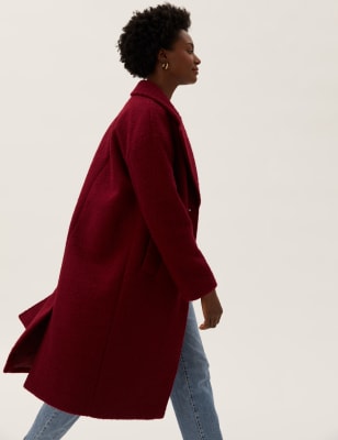 

Womens M&S Collection Teddy Single Breasted Longline Coat - Deep Red, Deep Red