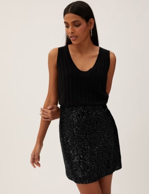 Chunky Sequin Mini Skirt – Me&B