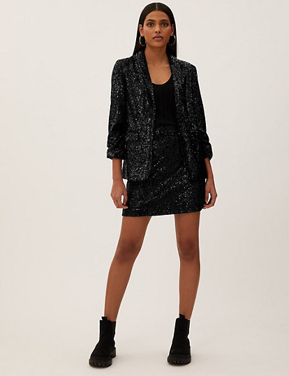 Black Sequin Knit Mini Skirt | lupon.gov.ph