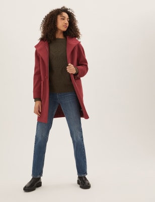 

Womens M&S Collection Textured Hooded Duffle Coat - Deep Red, Deep Red